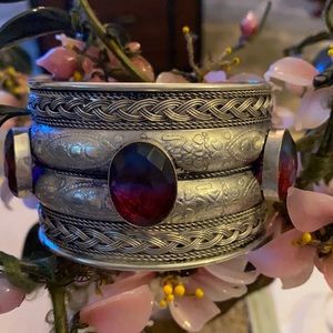 Vintage 925 natural turmaline cuff